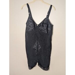Vintage Rago Lacette 9077 Black Lace Open Crotch Bodysuit Shaper 44C Made in USA